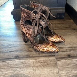 Freebird by Steven Brown Joyce Croc Lace-Up Heels